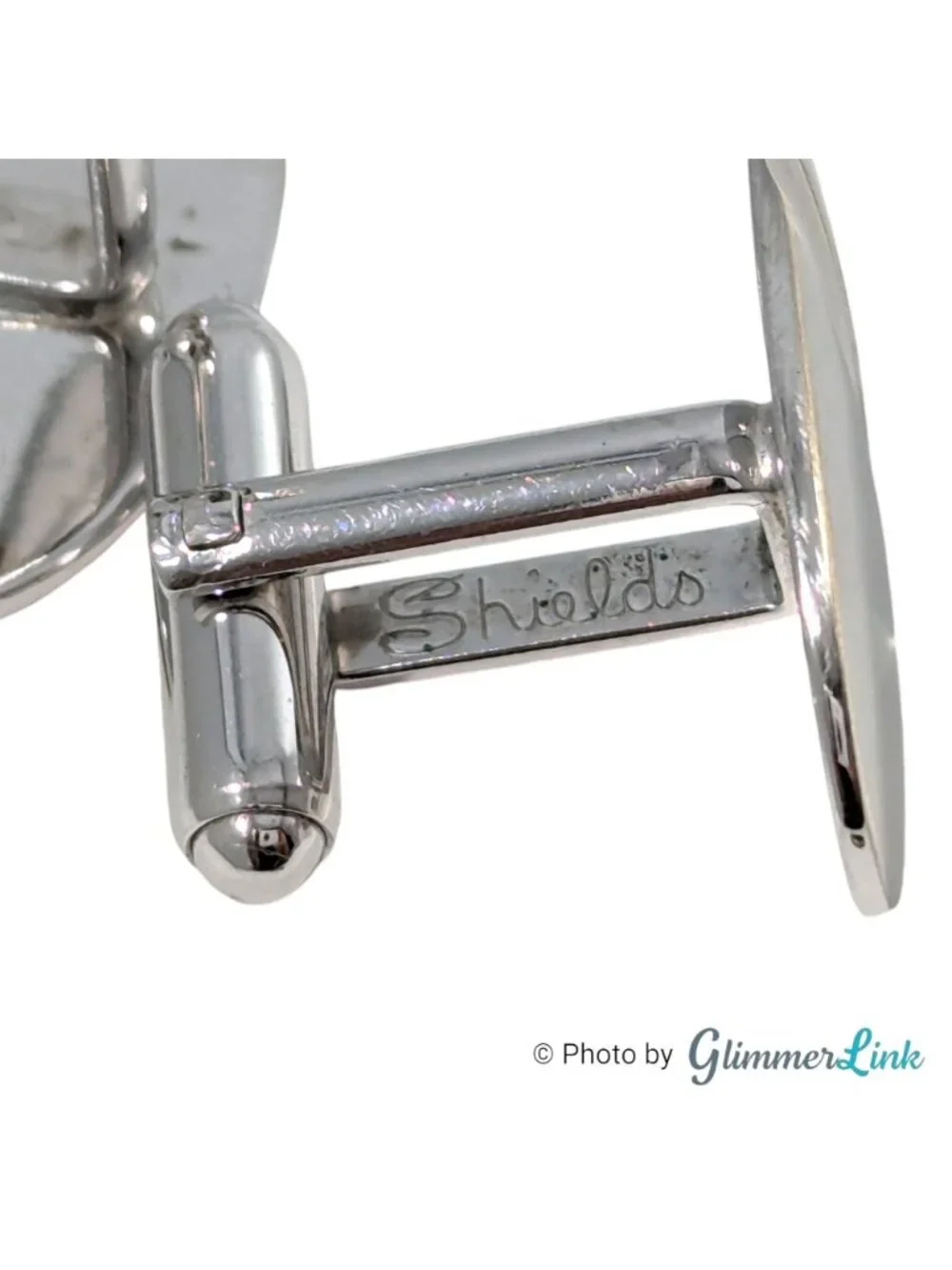 Vintage Shields Fifth Avenue Diagonal Stripe Oval Silver Tone Cufflinks